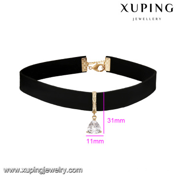 43704 xuping trendy wider leather necklace noble triangle shape pendant necklace jewelry China wholesale